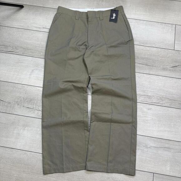Stüssy Uptown Iridescent Pants Khaki Sz 9 (W32x30) NWT Straight Fit Chino Baggy - Picture 2 of 10